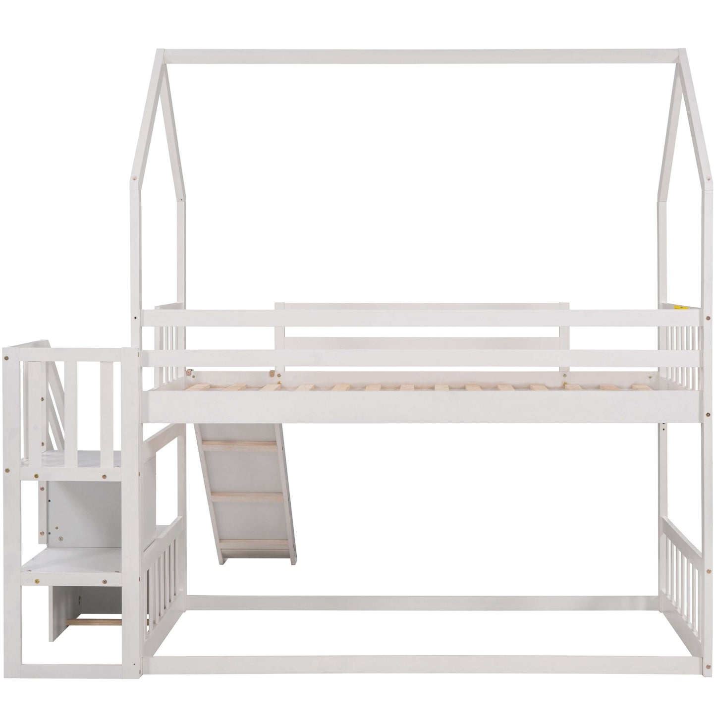 Twin over Twin Bunk Bed with Convertible Slide & Storage Staircase