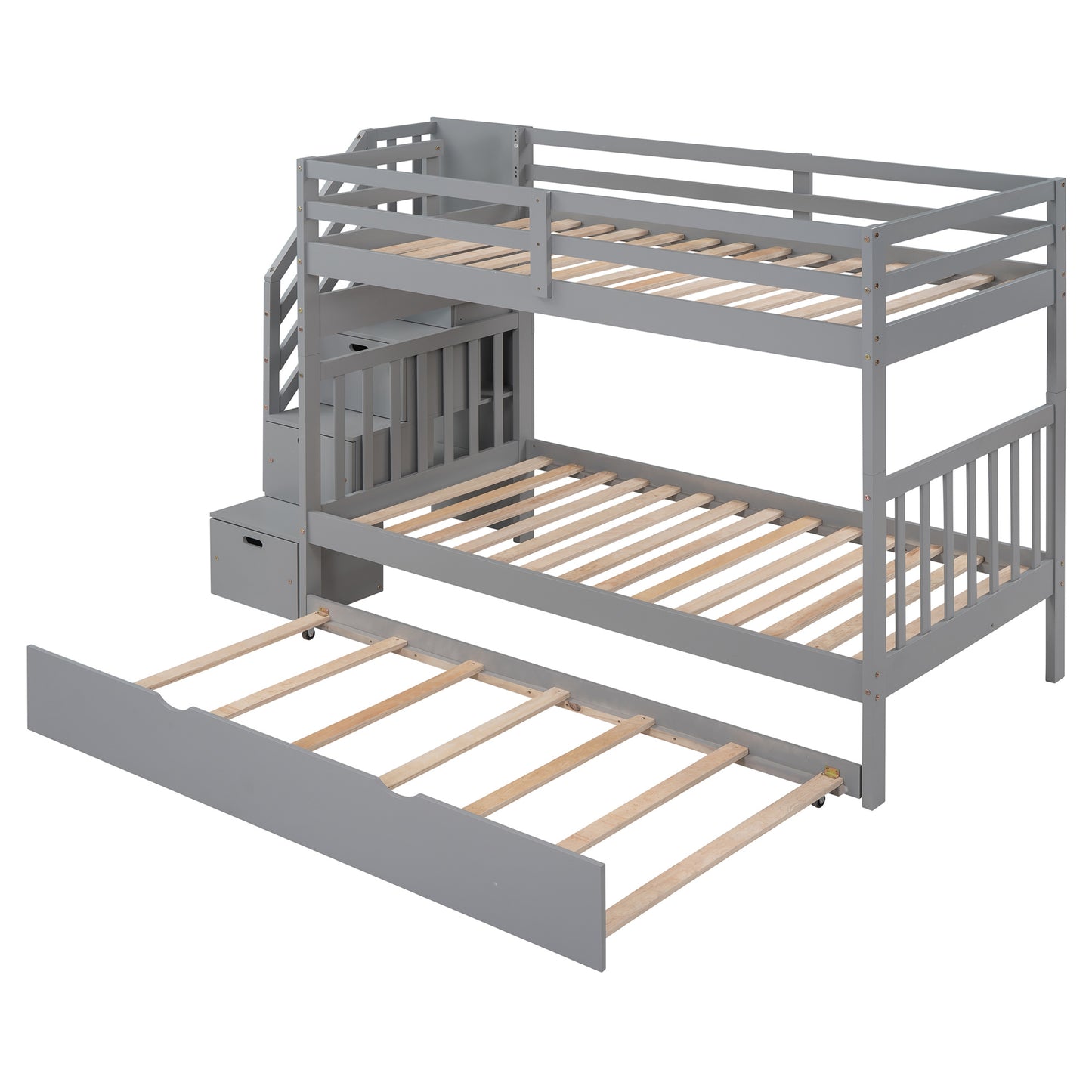 Twin over Twin/Full Bunk Bed w/Twin Size Trundle