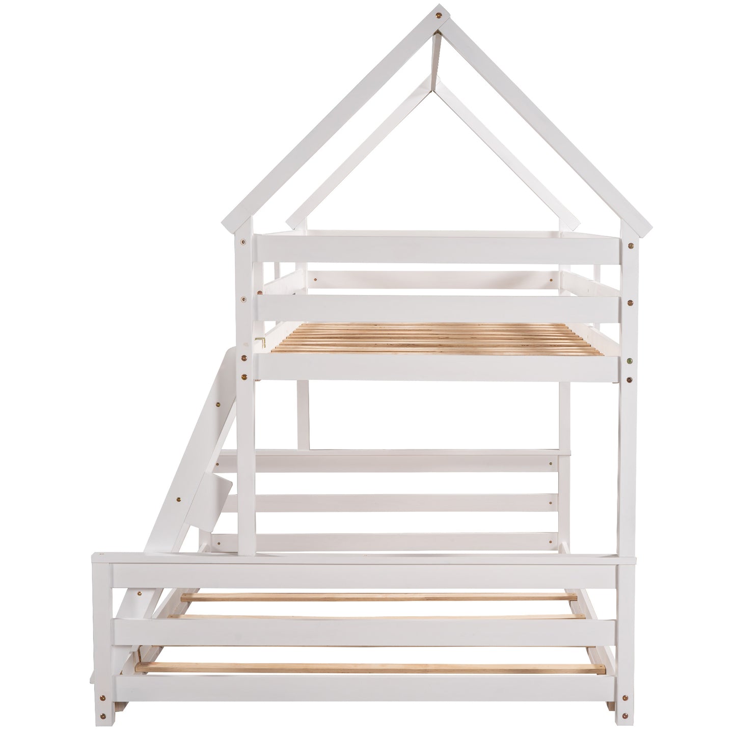 Twin over Full House Bunk Bed w/Built-in Ladder