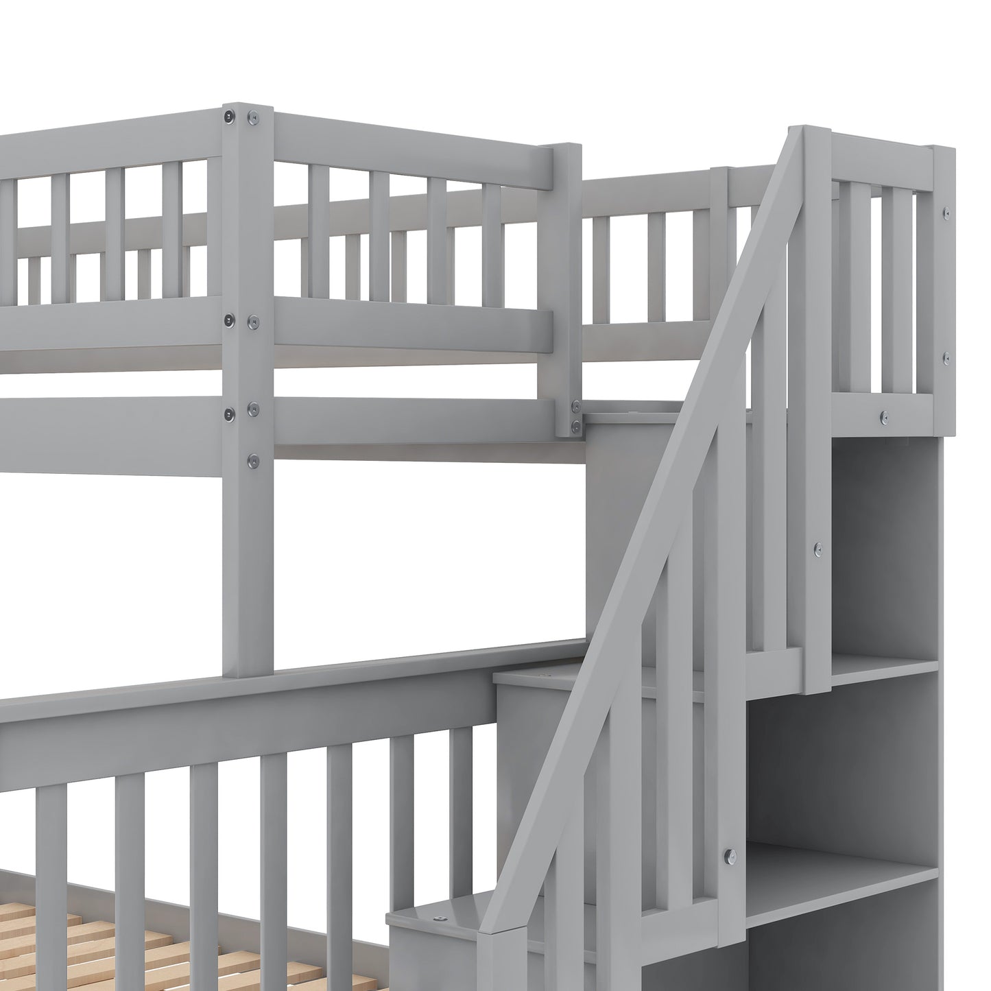 Twin over Full Bunk Bed w/Trundle & Staircase