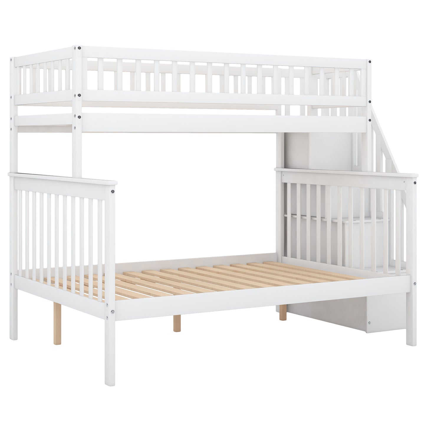 Twin over Full Stairway Bunk Bed w/Storage