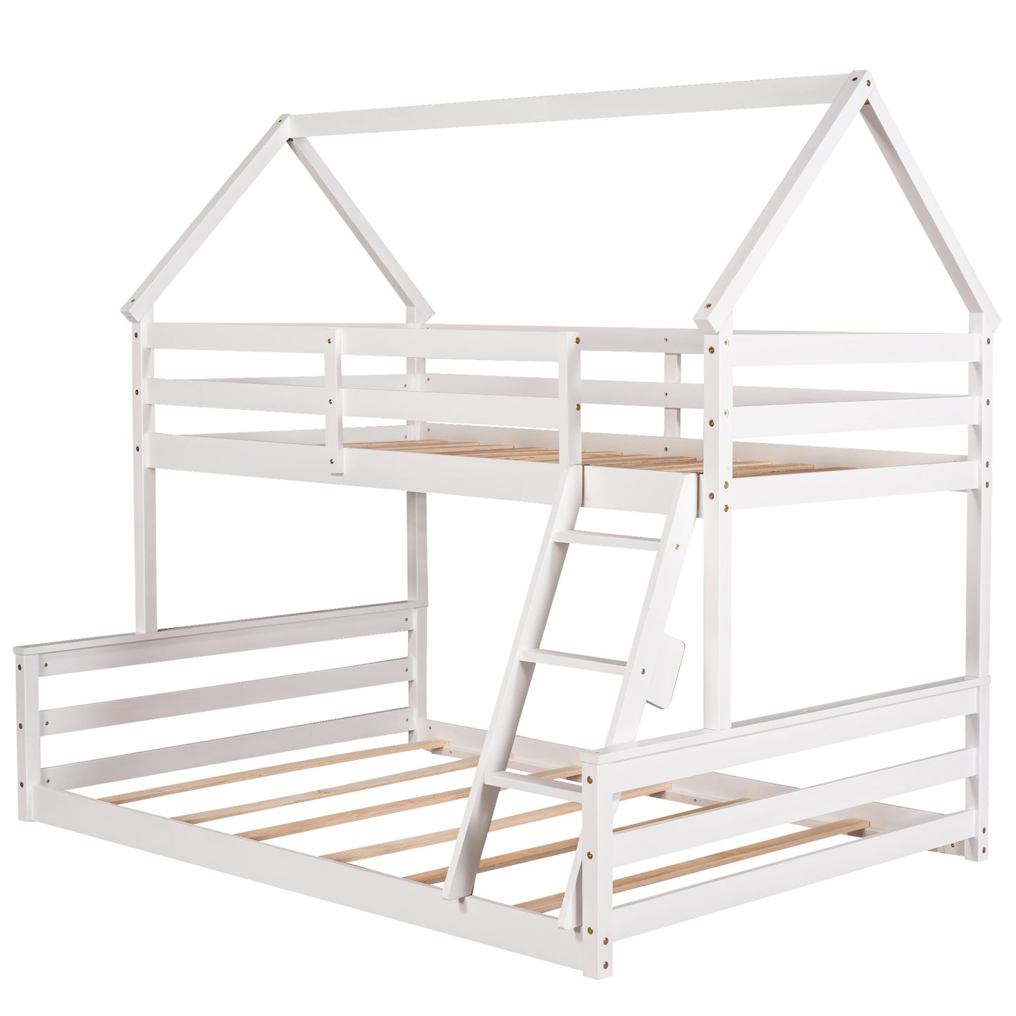 Twin over Full House Bunk Bed w/Built-in Ladder