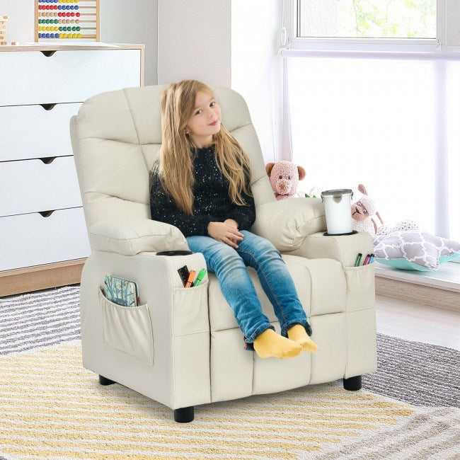 Kids Recliner w/ Cup Holders and Side Pockets