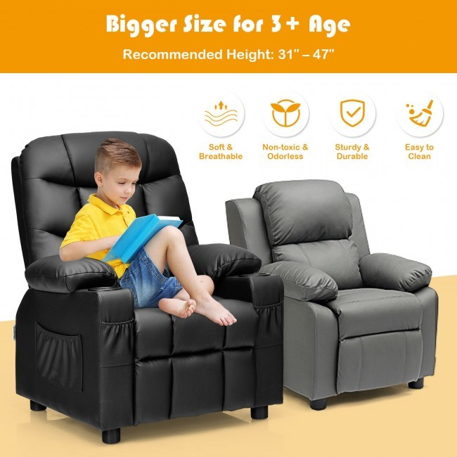 Kids Recliner w/ Cup Holders and Side Pockets