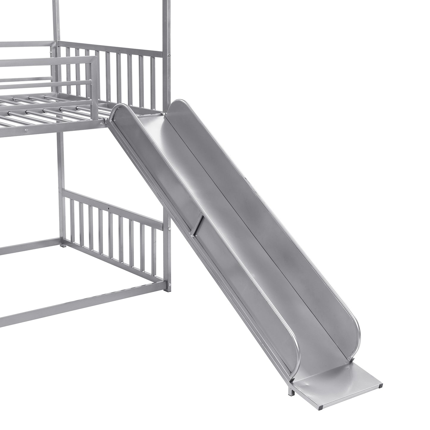 Twin over Twin Metal Bunk Bed w/Slide & Staircase