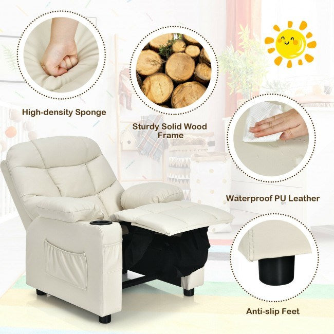 Kids Recliner w/ Cup Holders and Side Pockets