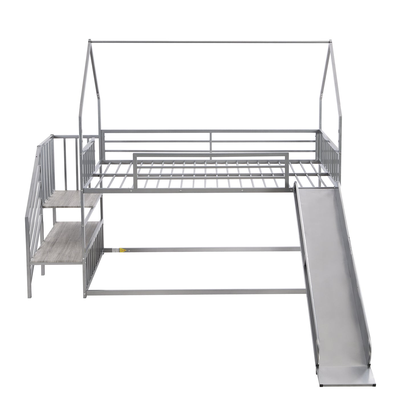 Twin over Twin Metal Bunk Bed w/Slide & Staircase