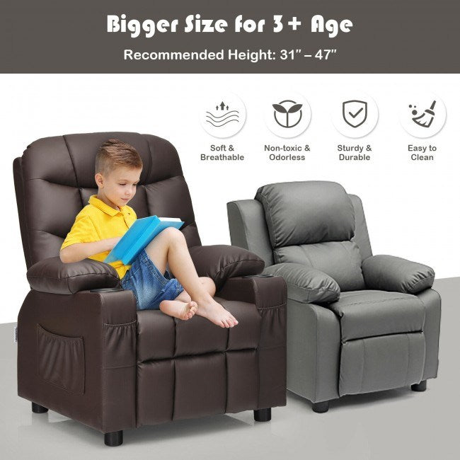 Kids Recliner w/ Cup Holders and Side Pockets