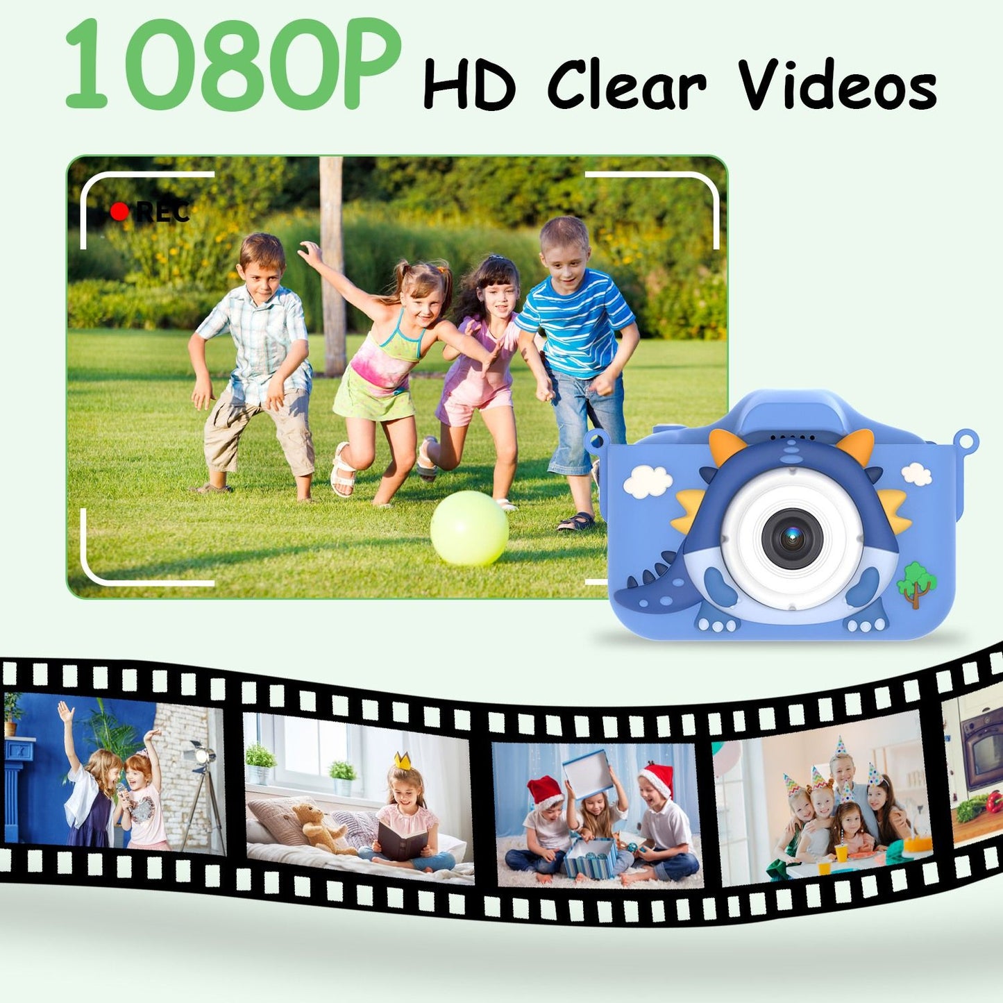 48MP 1080P HD Dinosaur Kids Selfie Camera