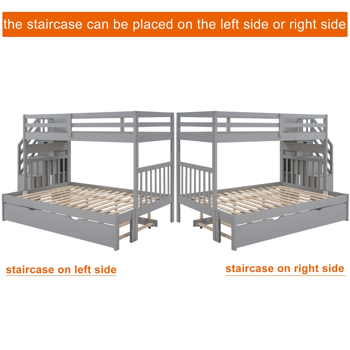 Twin over Twin/Full Bunk Bed w/Twin Size Trundle