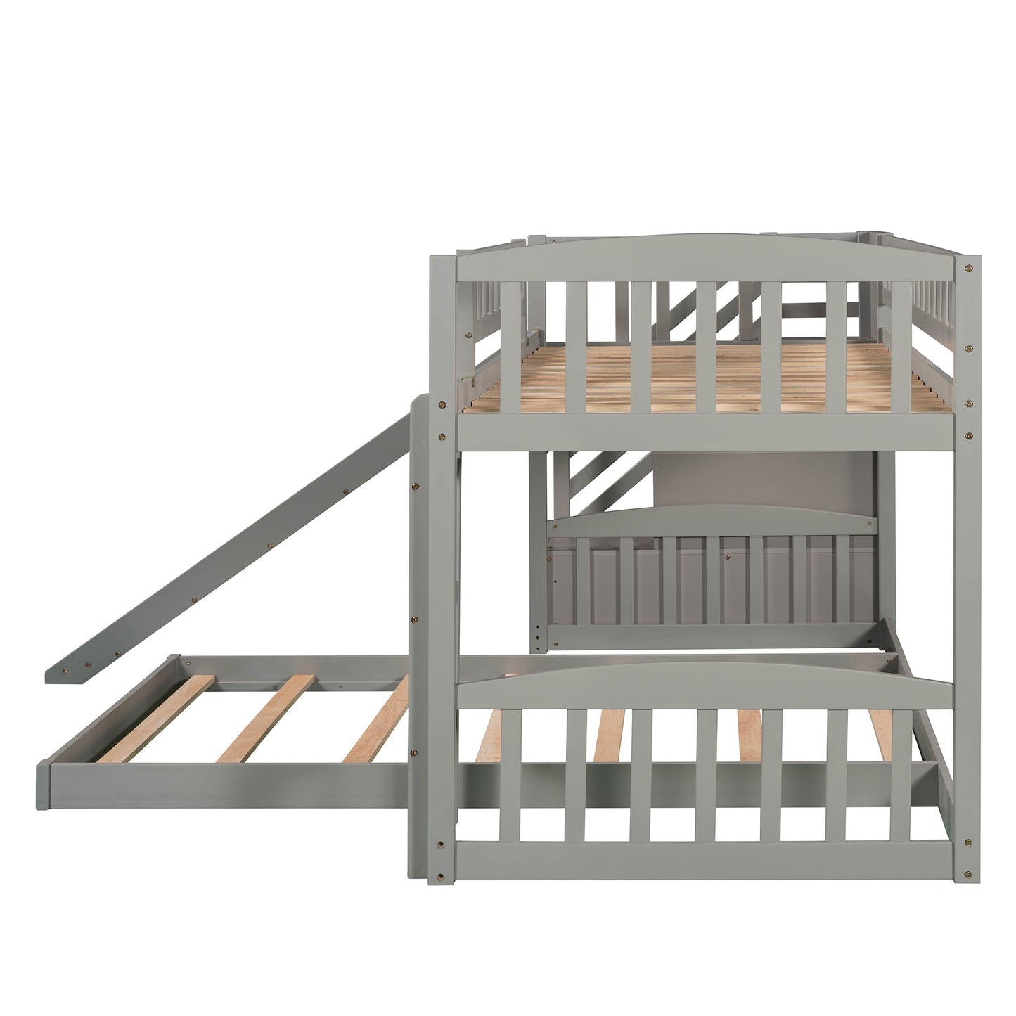 Stairway Twin over Twin Bunk Bed w/Two Drawers and Slide