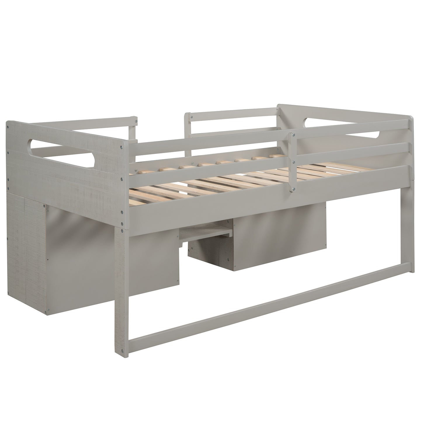 Twin size Loft Bed w/Two Shelves & Two drawers