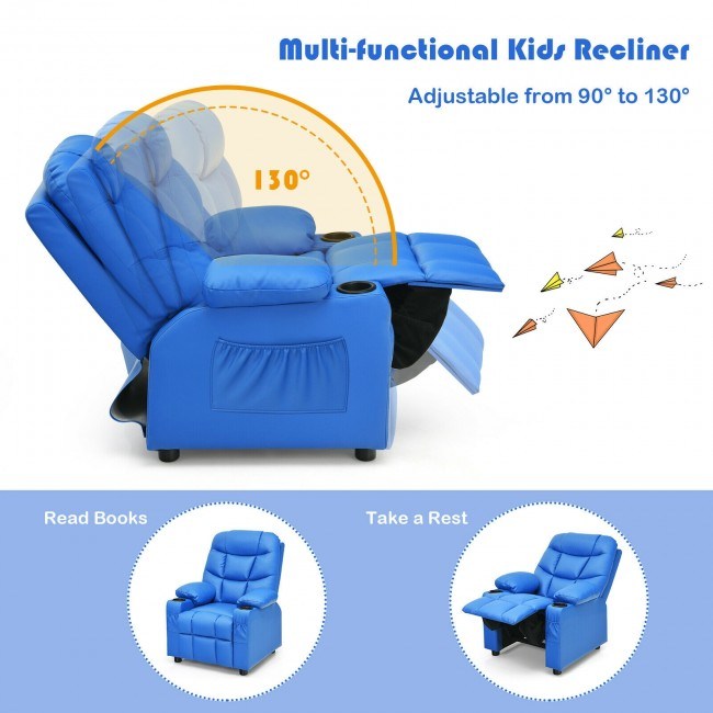 Kids Recliner w/ Cup Holders and Side Pockets