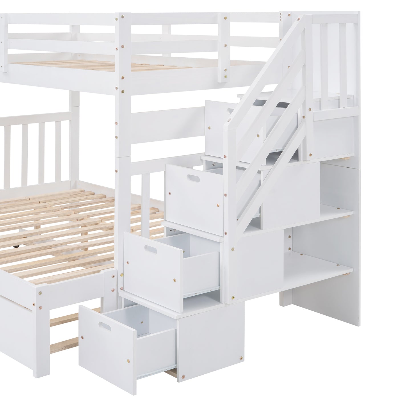 Twin over Twin/Full Bunk Bed w/Twin Size Trundle