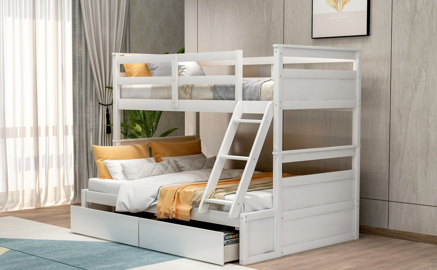 Twin over Full Bunk Bed w/Storage