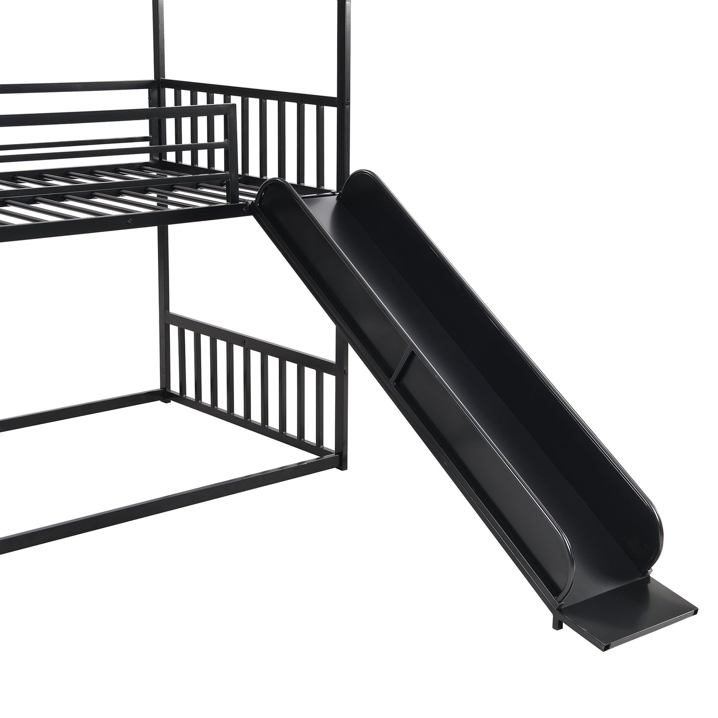 Twin over Twin Metal Bunk Bed w/Slide & Staircase