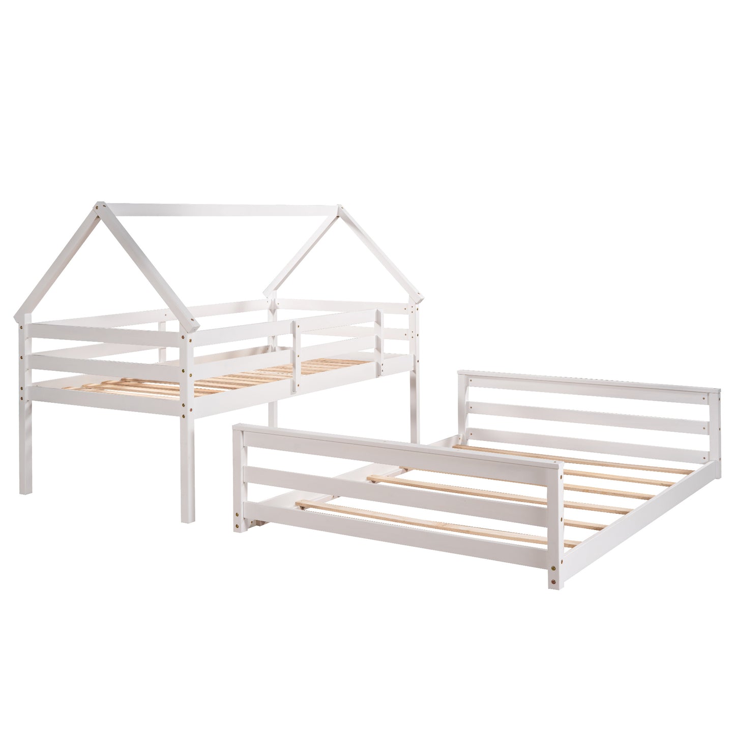 Twin over Full House Bunk Bed w/Built-in Ladder