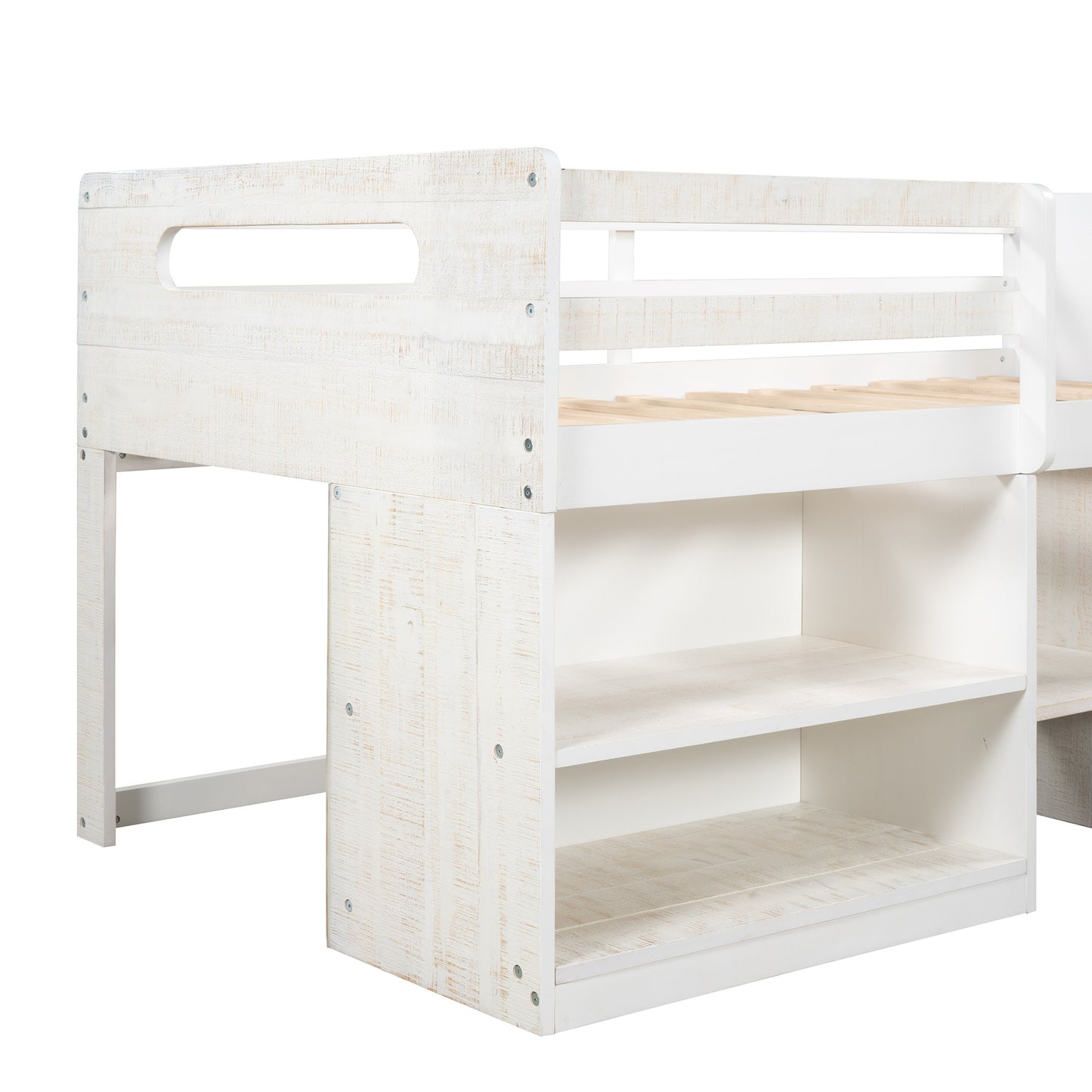 Twin size Loft Bed w/Two Shelves & Two drawers