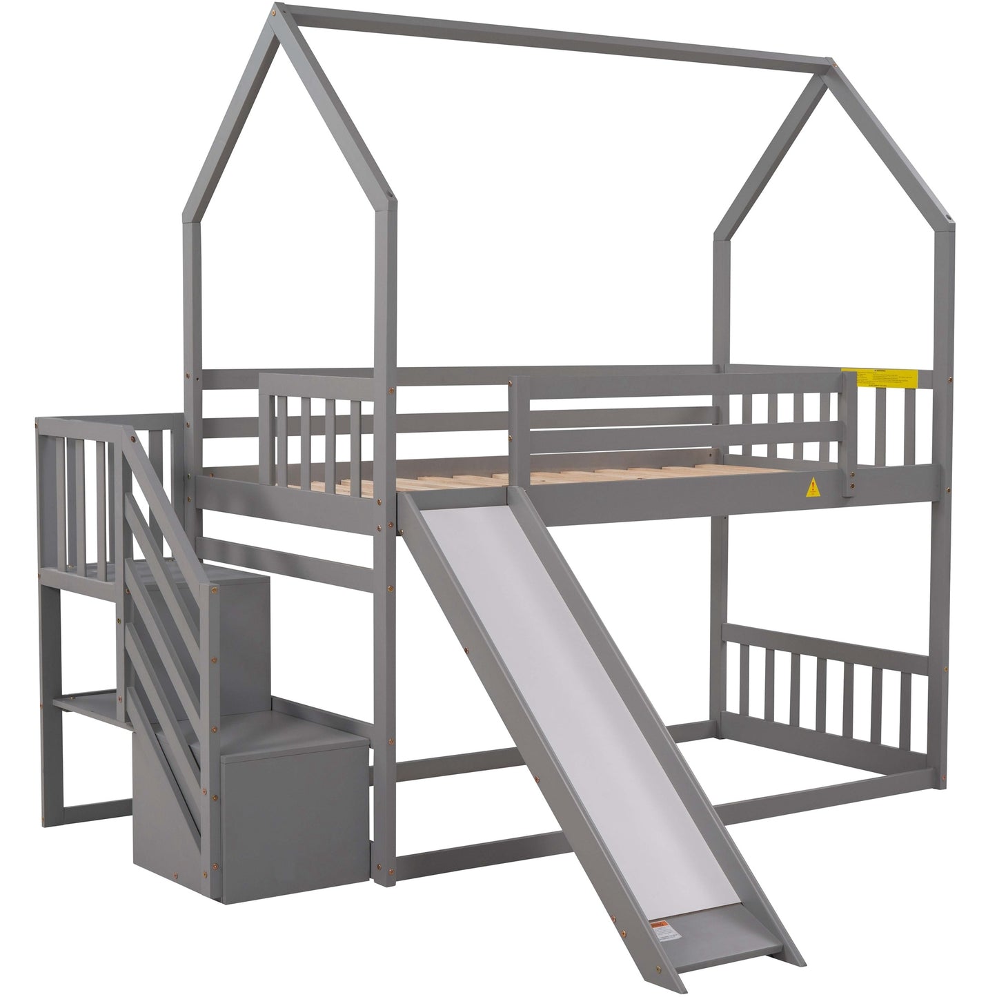 Twin over Twin Bunk Bed with Convertible Slide & Storage Staircase