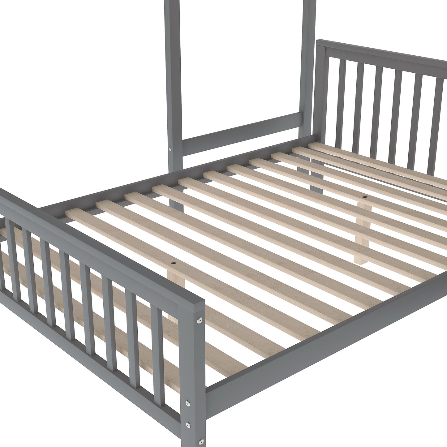 Twin over Full Loft Bed with Staircase (Gray)