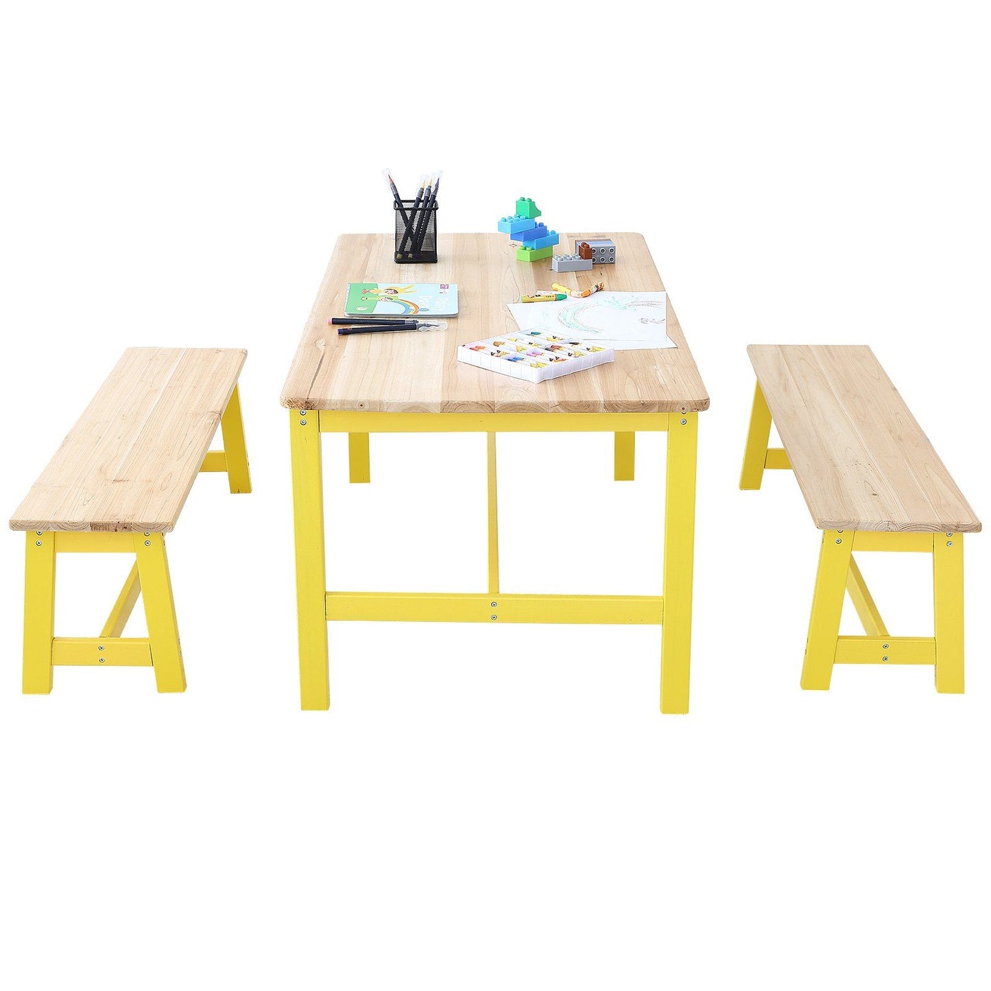 Wooden Table and Bench Set