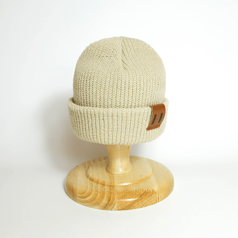 Beige Long Knit Hat