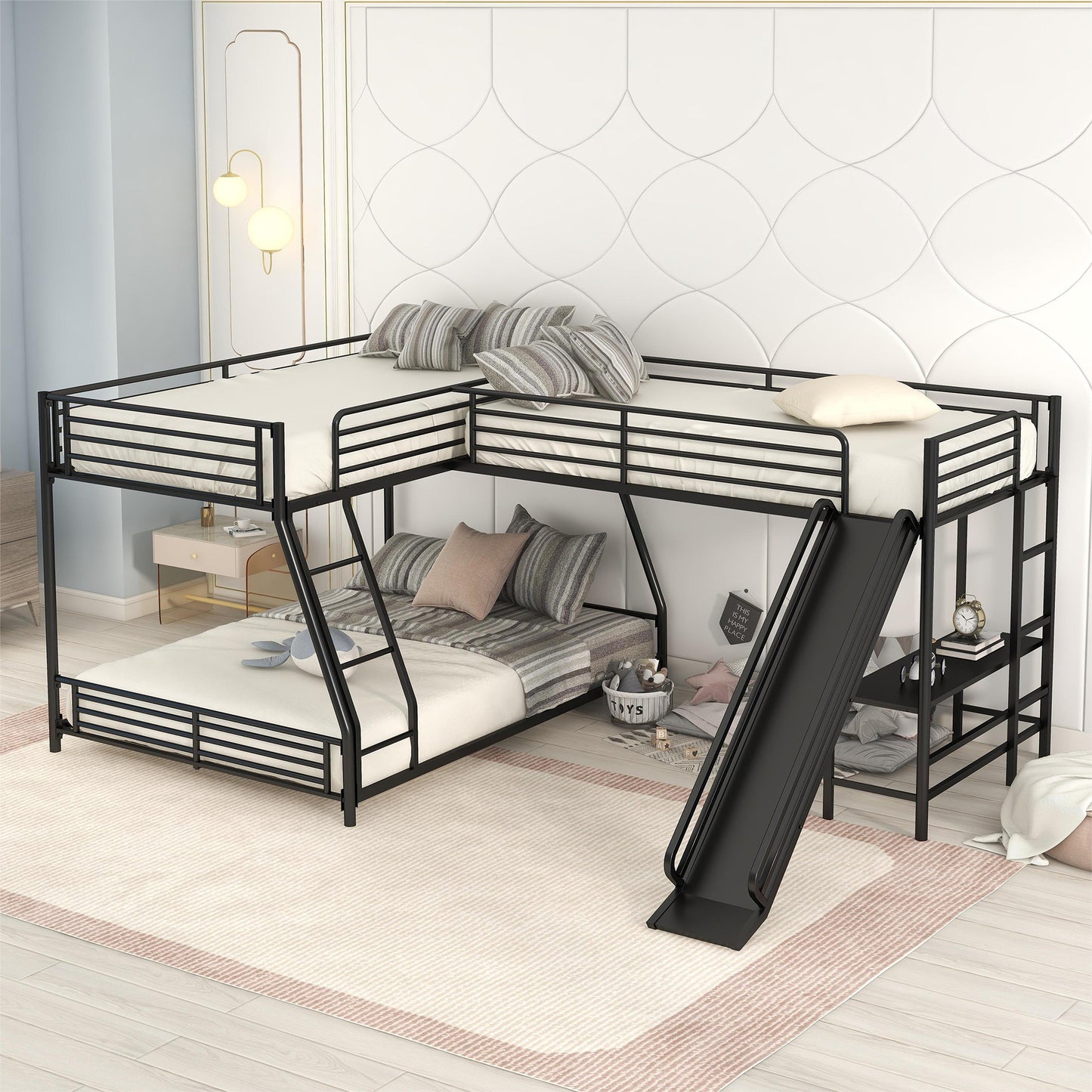 L-Shaped Twin over Full Bunk Bed