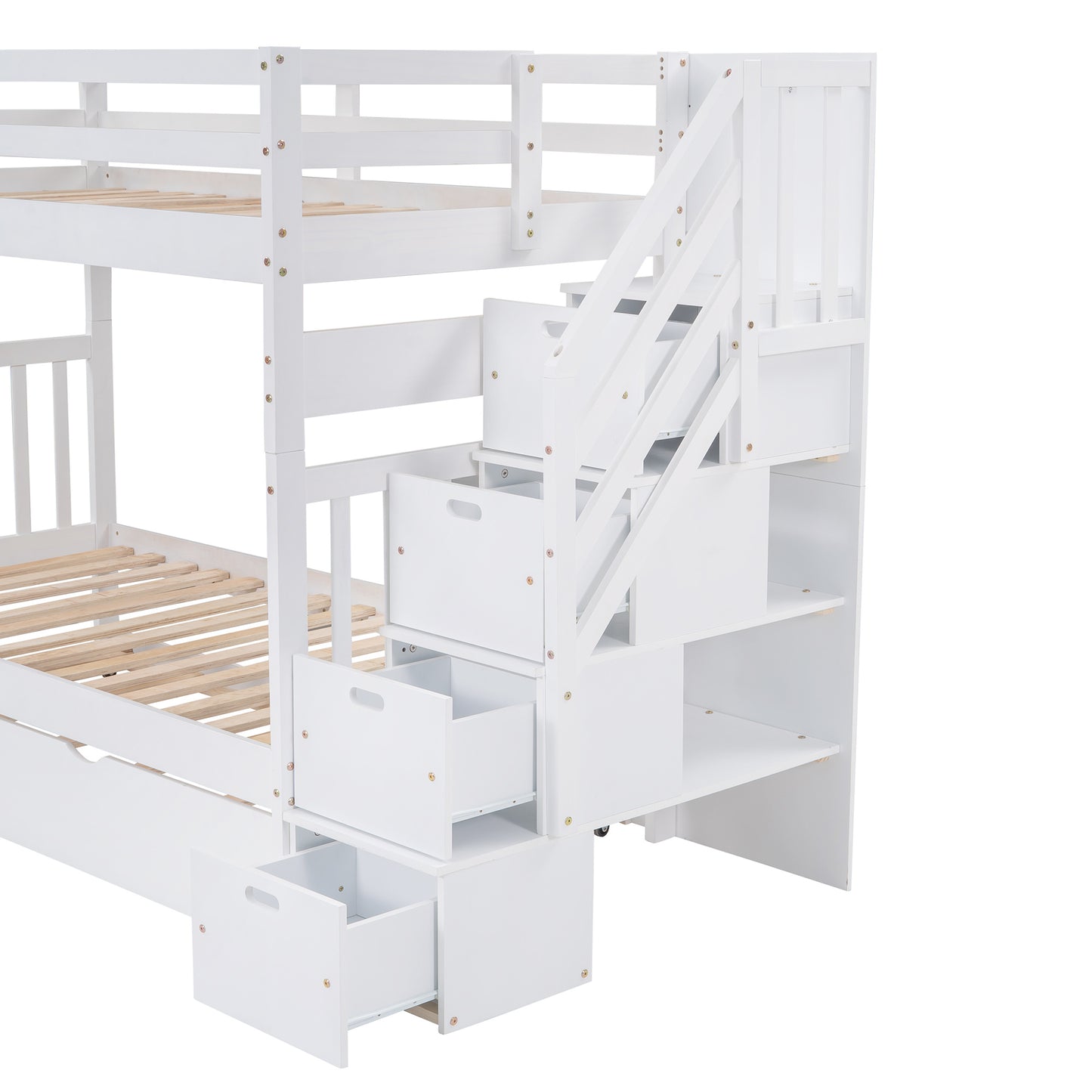 Twin over Twin/Full Bunk Bed w/Twin Size Trundle