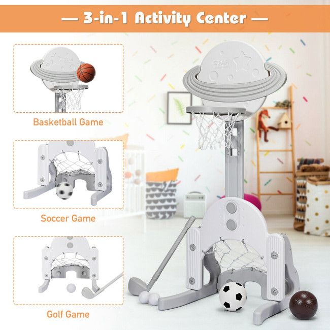 3 in 1 Kids Basketball Hoop Set with Balls