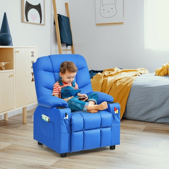 Kids Recliner w/ Cup Holders and Side Pockets