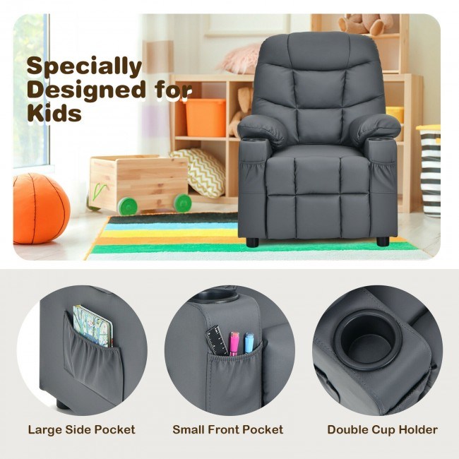 Kids Recliner w/ Cup Holders and Side Pockets