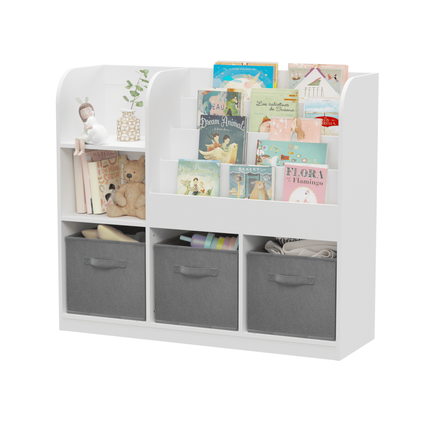 Multifunctional Bookcase w/ Collapsible Fabric Drawers