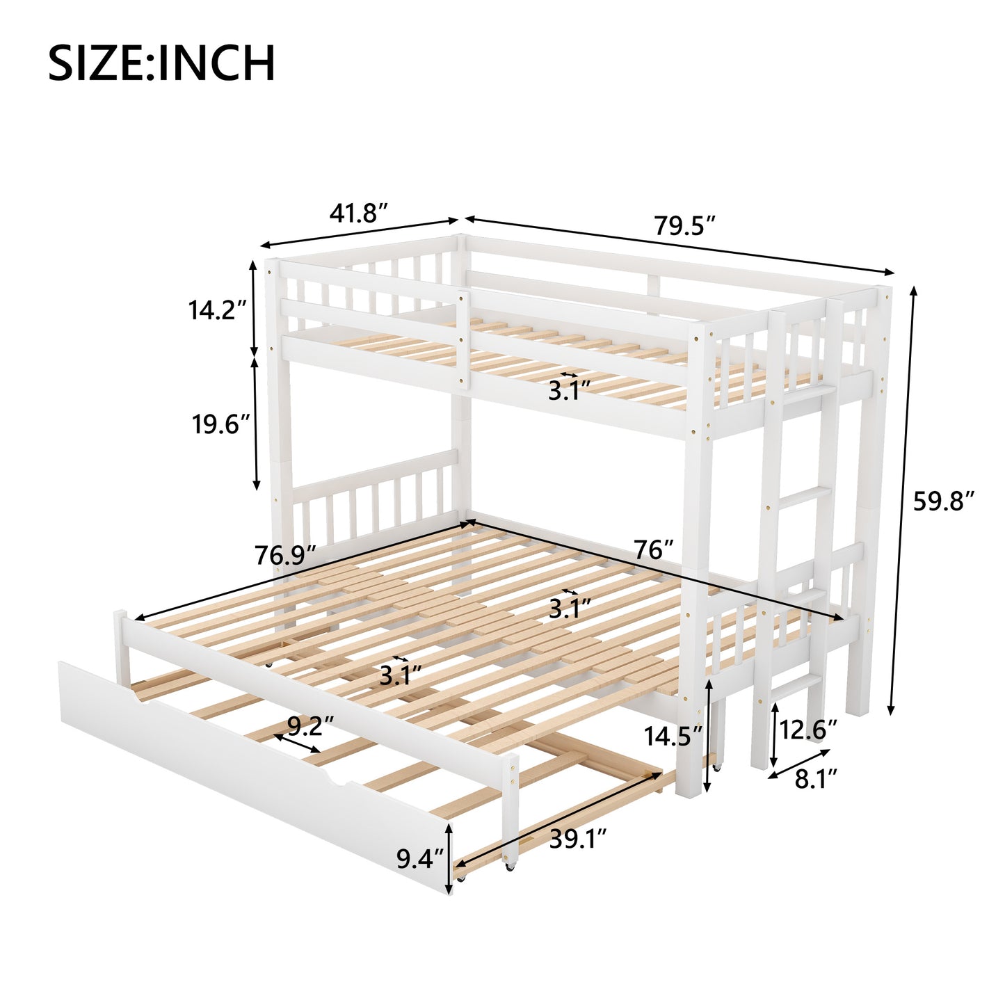 Twin Pull-out Bunk Bed w/Trundle