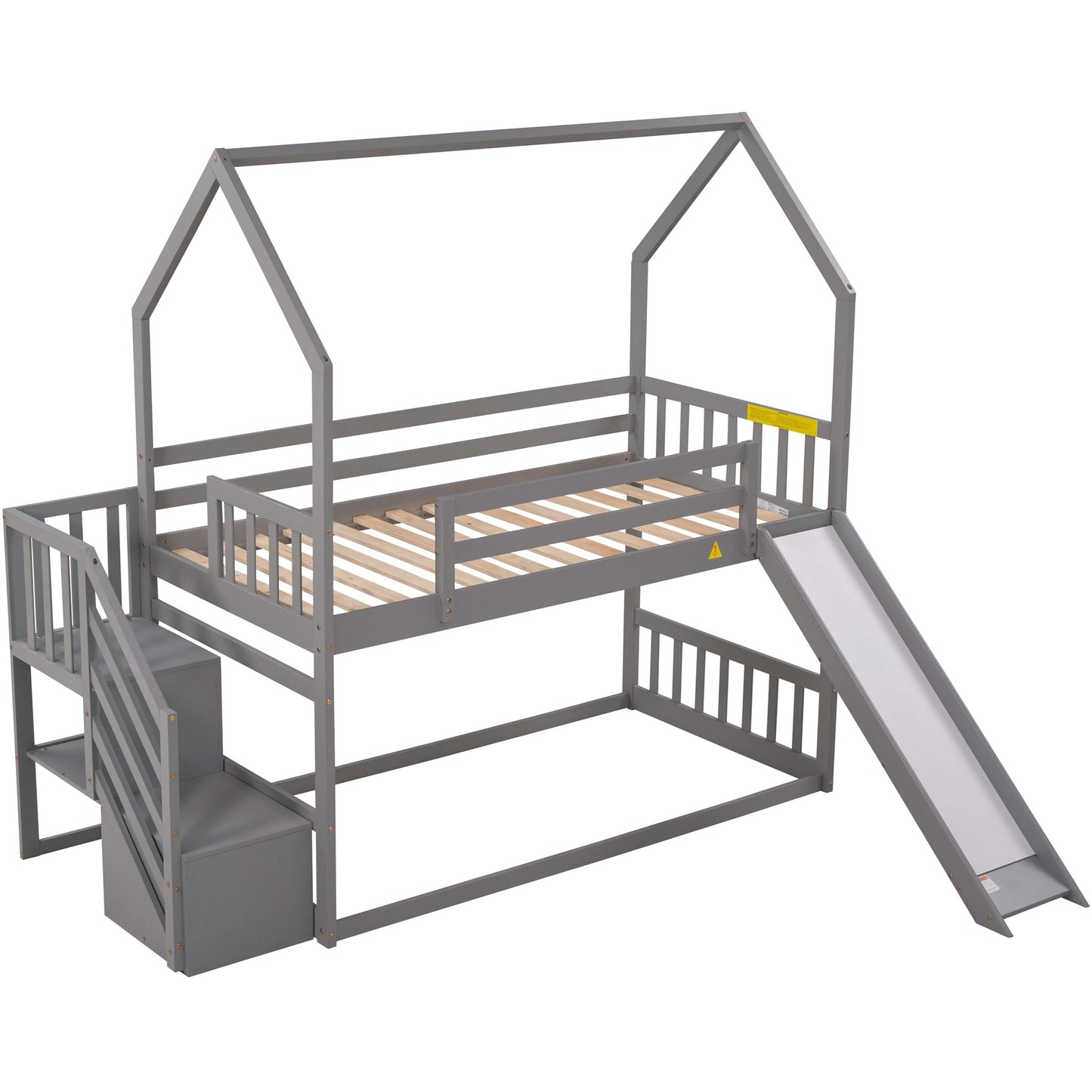 Twin over Twin Bunk Bed with Convertible Slide & Storage Staircase