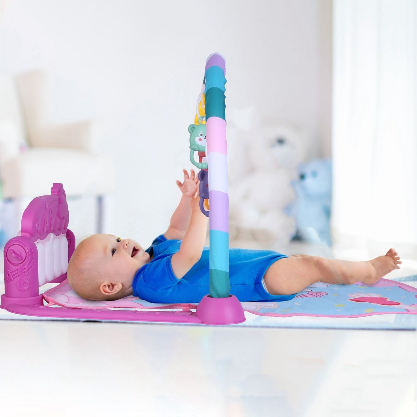 2 In 1 Baby Gym Musical Activity Tummy Time Mat