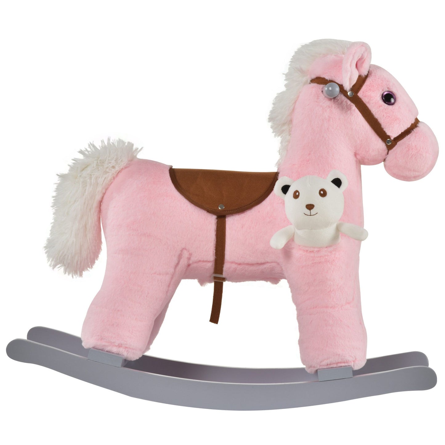 Plush Ride-On Rocking Horse w/ Bear