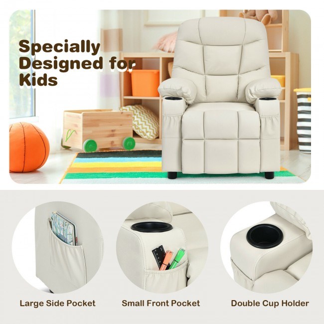 Kids Recliner w/ Cup Holders and Side Pockets