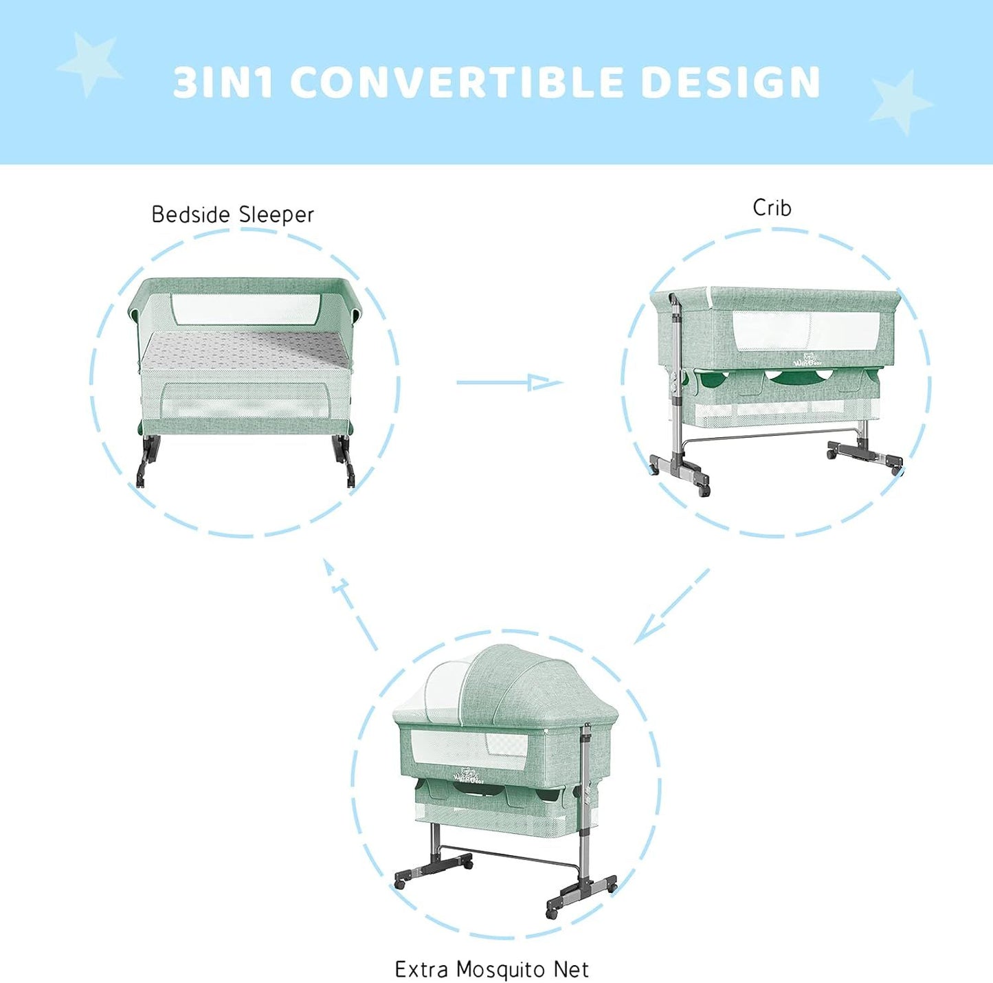 3 in 1 Bedside Crib