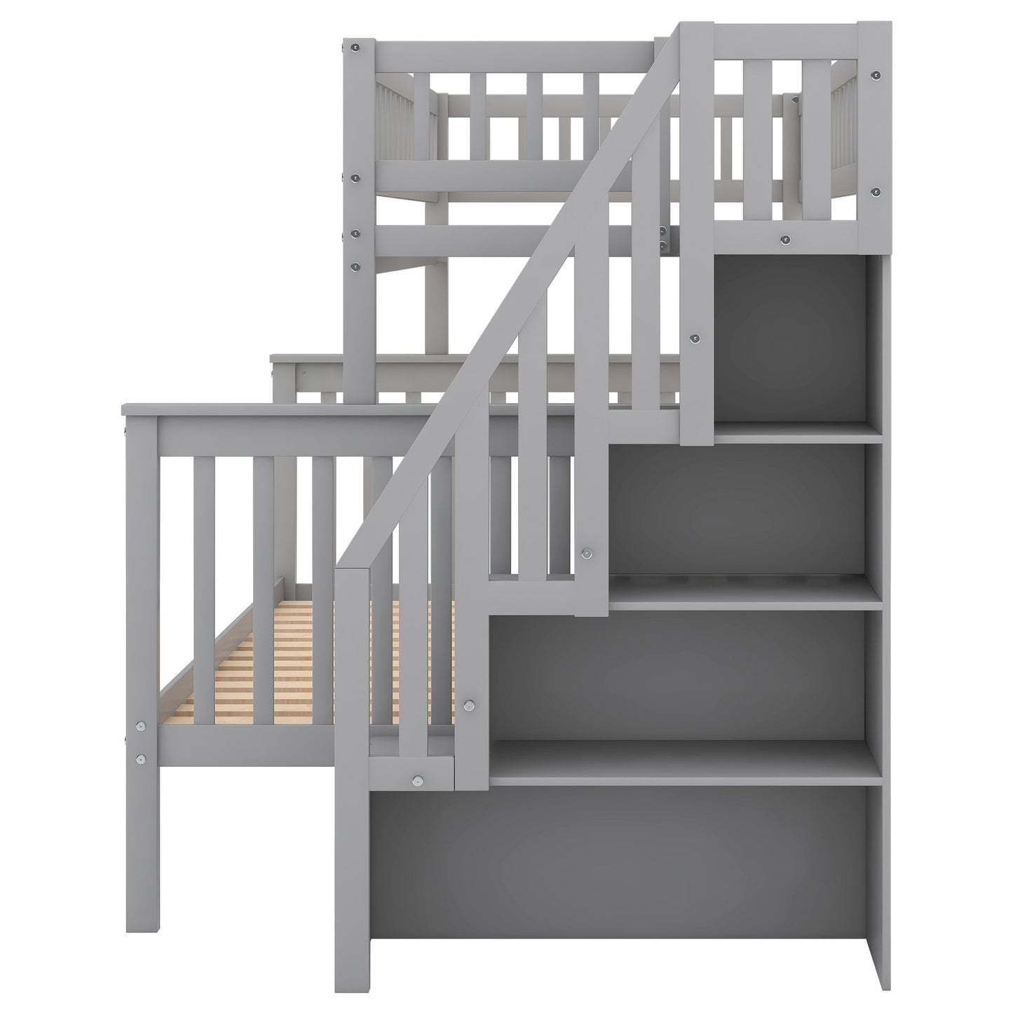 Twin over Full Stairway Bunk Bed w/Storage