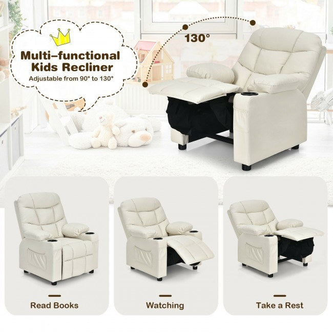 Kids Recliner w/ Cup Holders and Side Pockets