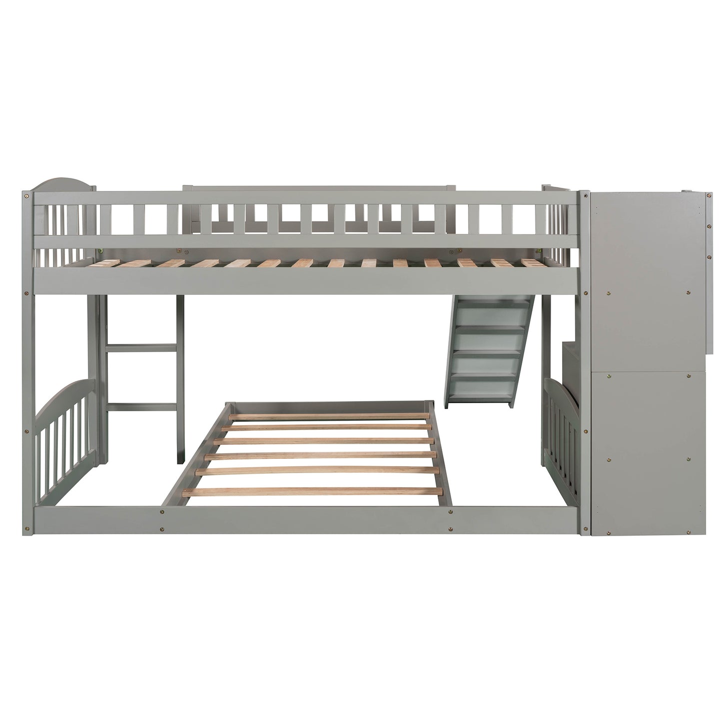 Stairway Twin over Twin Bunk Bed w/Two Drawers and Slide