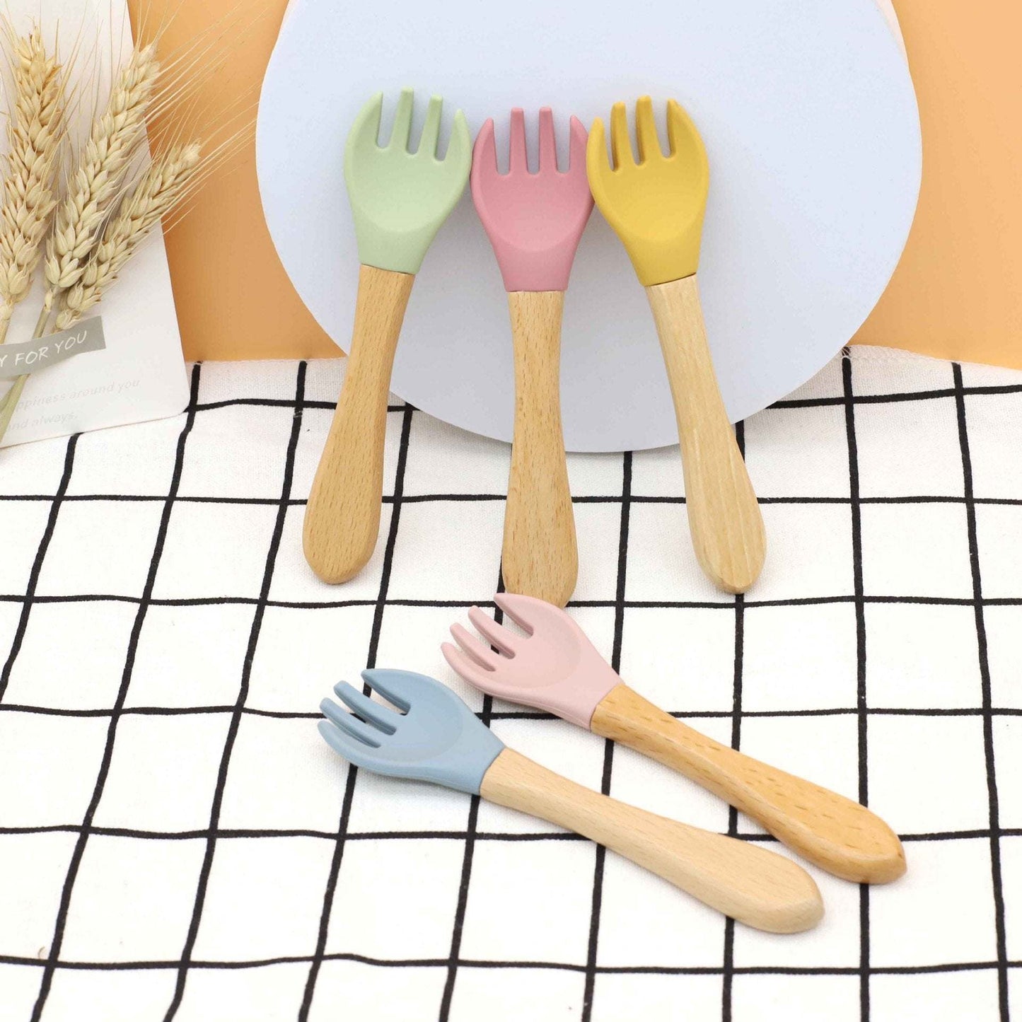 Silicone Wooden Handle Cutlery