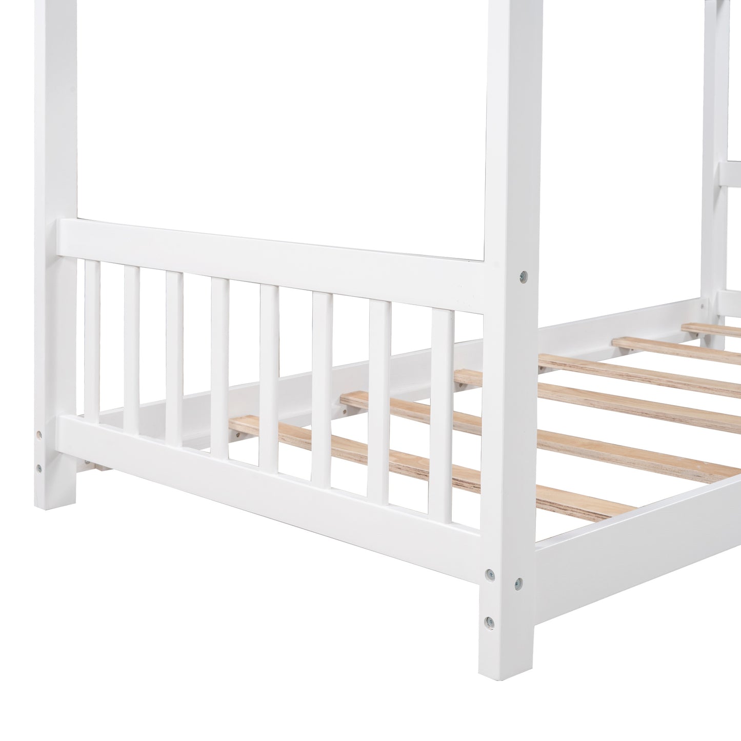 Roof Designed Platform Bed w/ Head & Footboard (White)