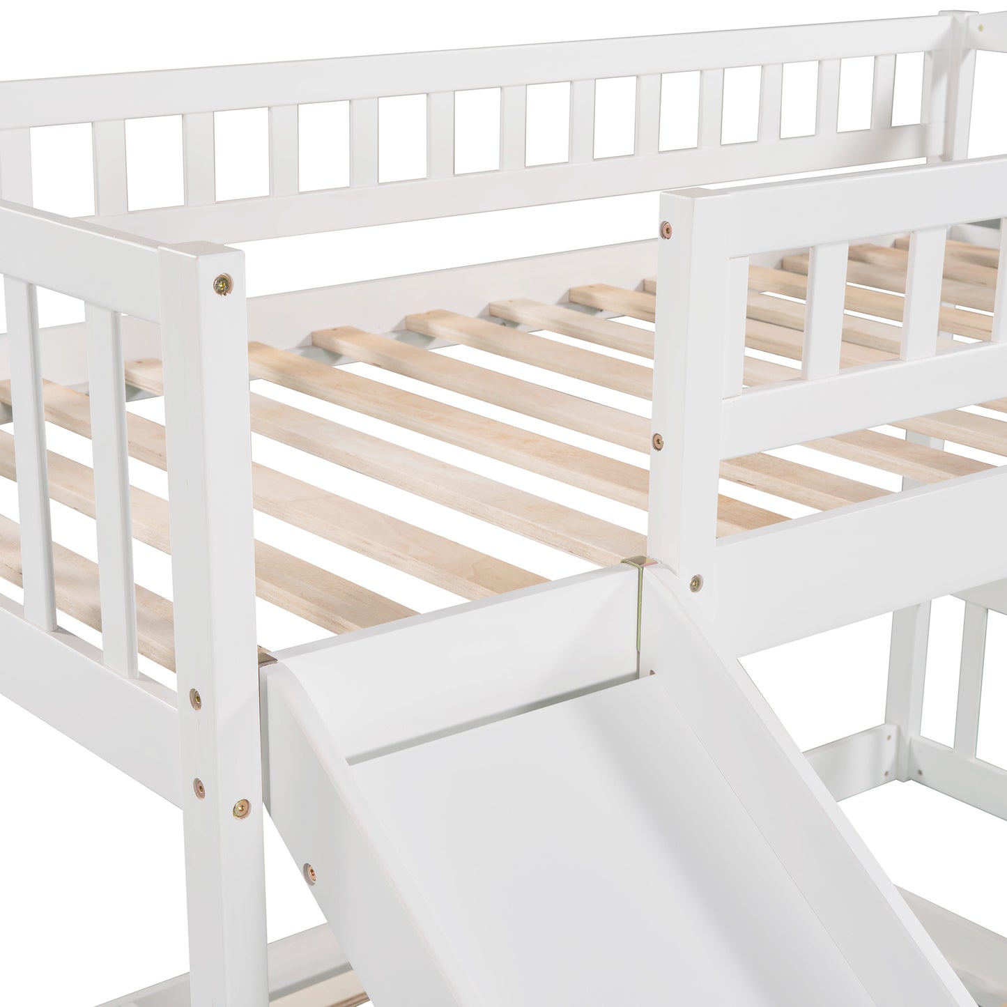 Stairway Twin over Twin Bunk Bed w/Two Drawers and Slide