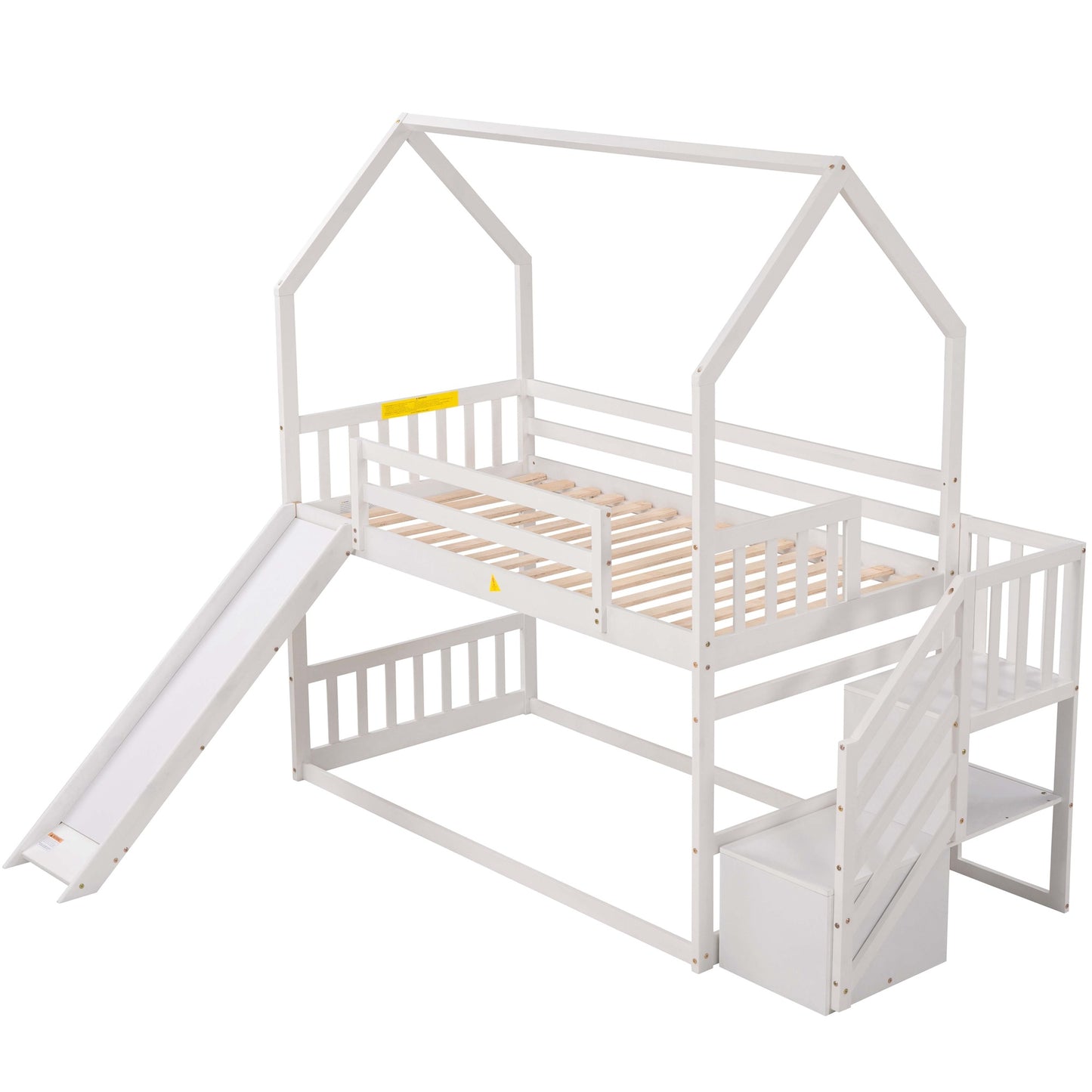 Twin over Twin Bunk Bed with Convertible Slide & Storage Staircase