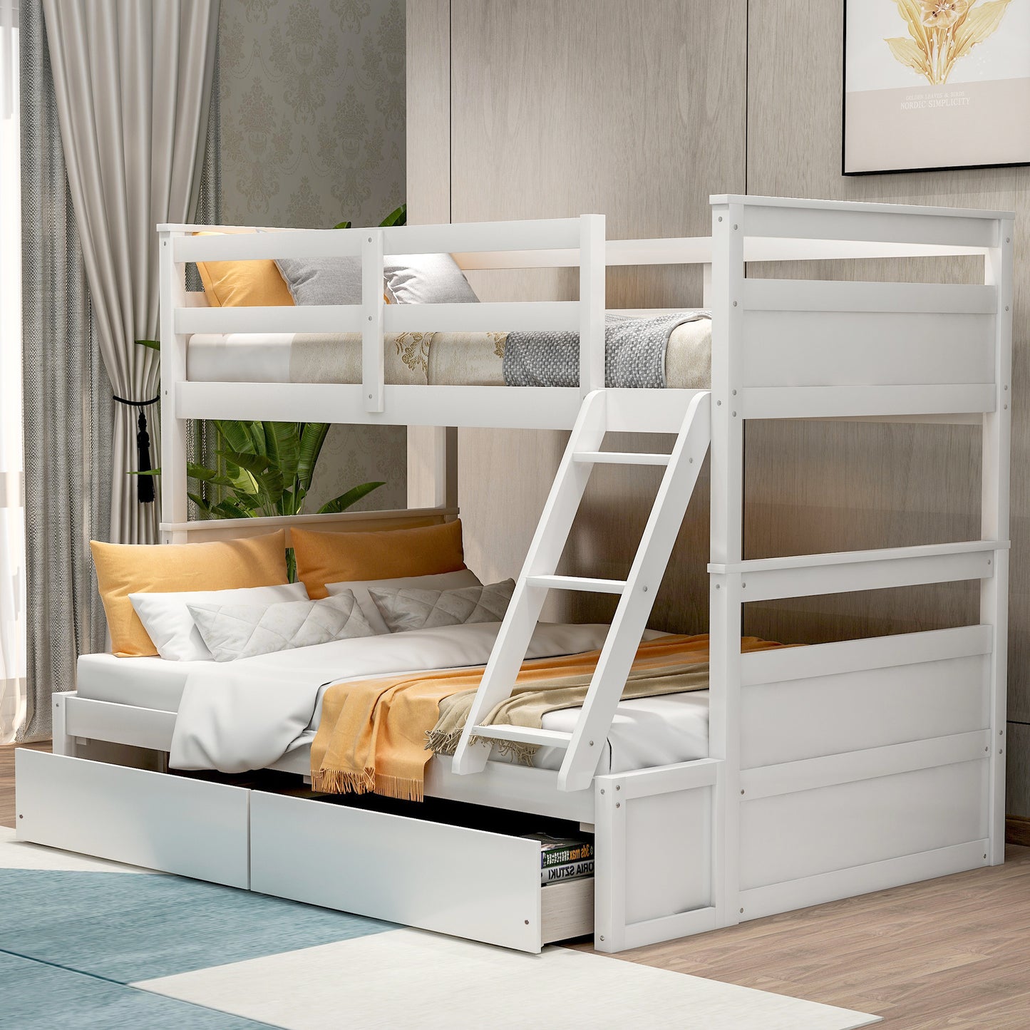 Twin over Full Bunk Bed w/Storage