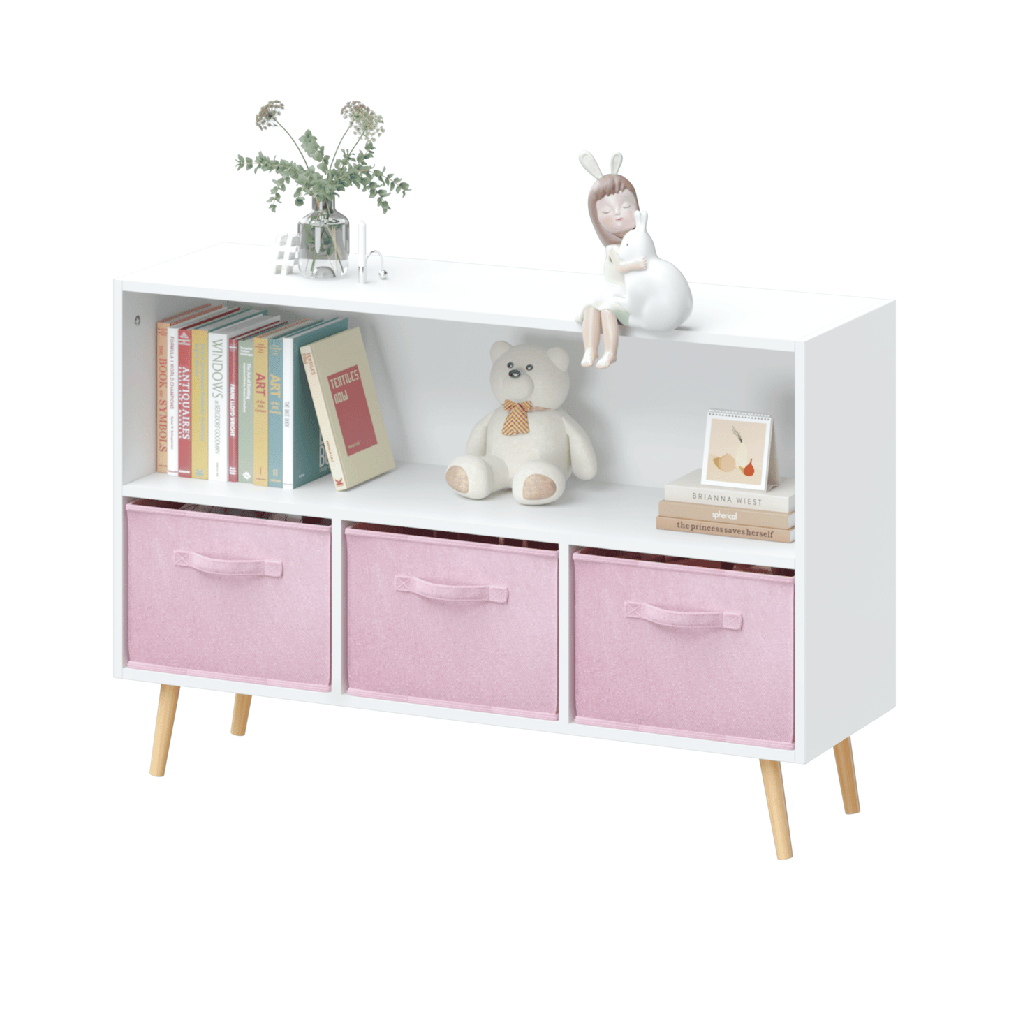 Kids bookcase w/ Collapsible Fabric Drawers