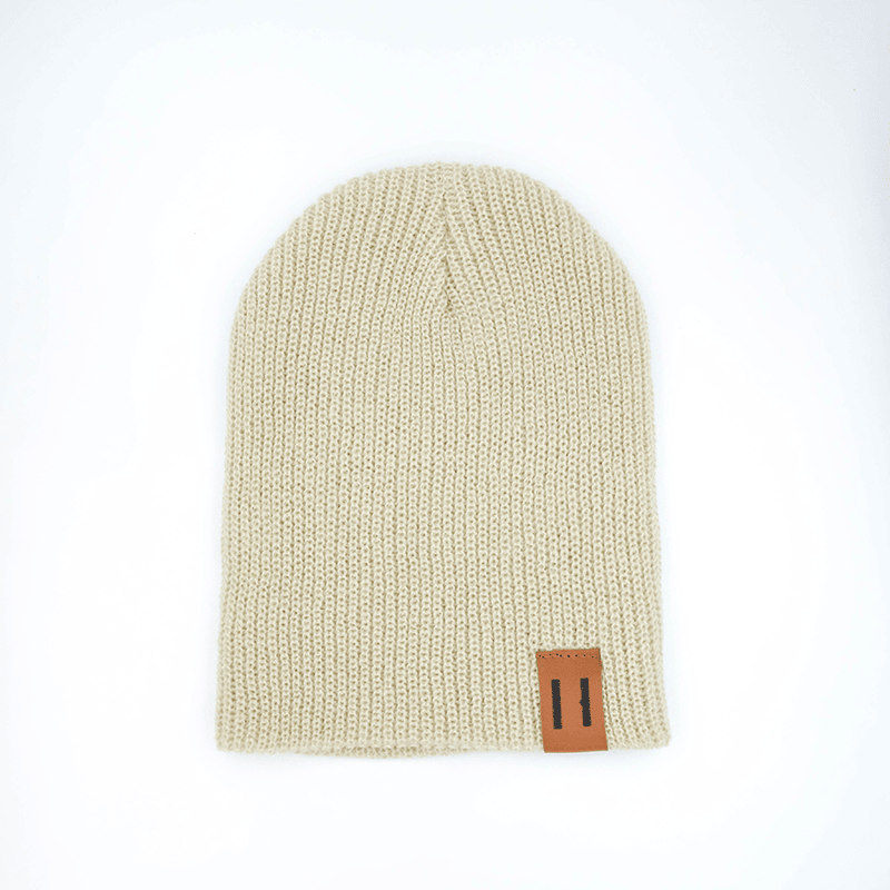 Beige Long Knit Hat