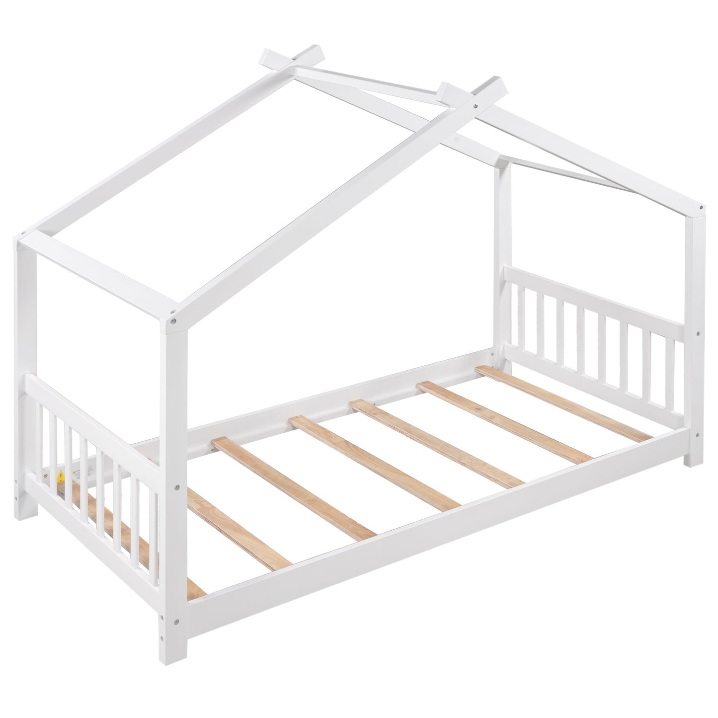 Roof Designed Platform Bed w/ Head & Footboard (White)