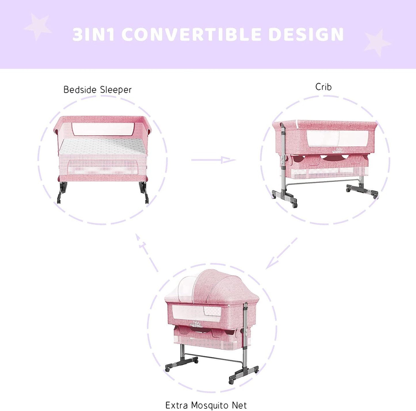 3 in 1 Bedside Crib